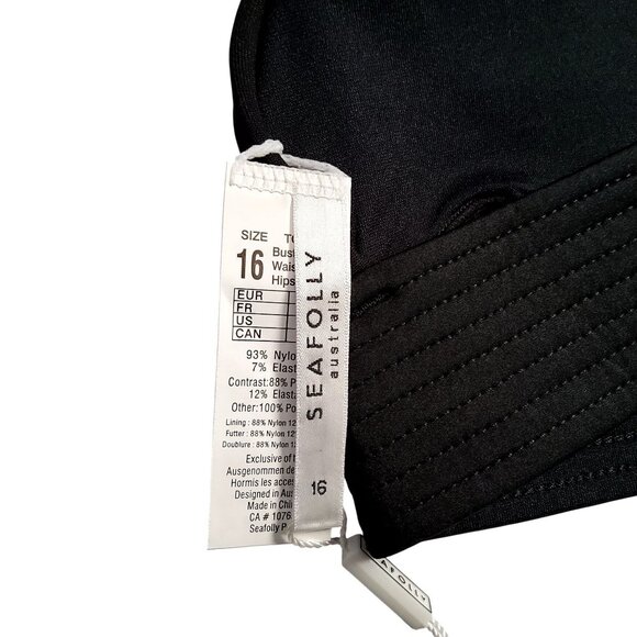 Seafolly Womens Black Bikini Bra Top  Strappy back design Size 16 Nylon Elastane - Picture 6 of 8